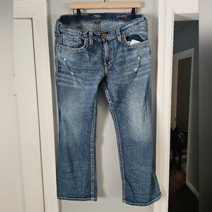 Silver Men's ZAC Boot Cut Jeans - Distressed